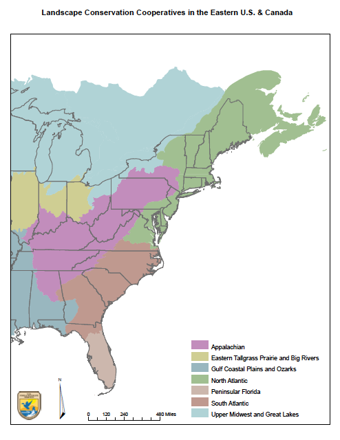 Map of the LCCs in the Eastern U.S. and Canada